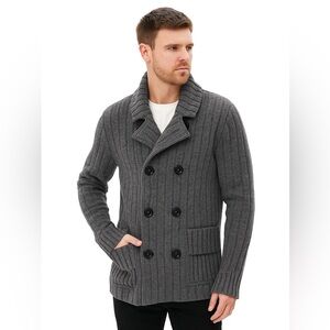Men's Gray Double-Breasted Cardigan